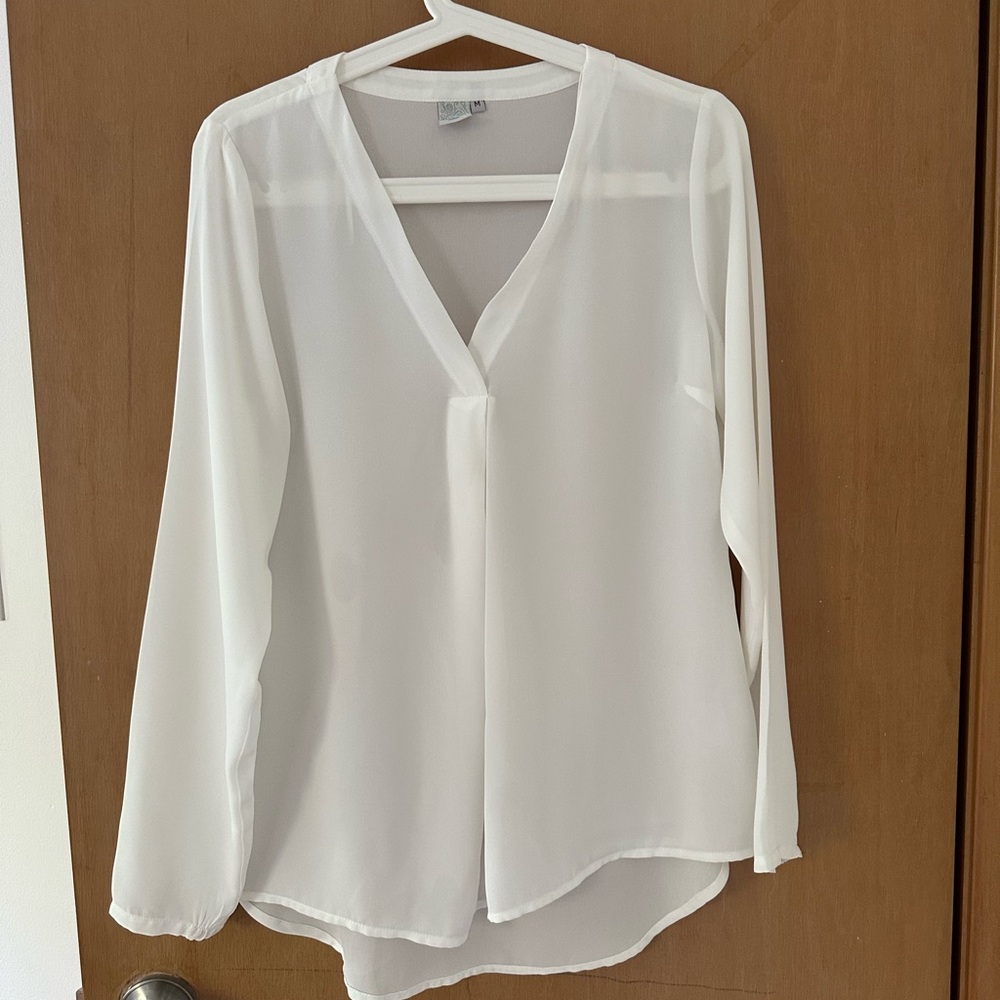 %100 Silk White Women's Blouse